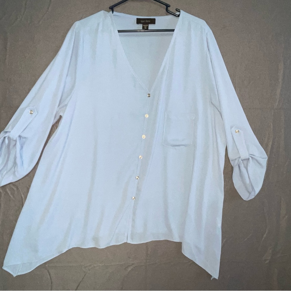 Karen‎ Kane White 3/4 Sleeve Oversized Blouse